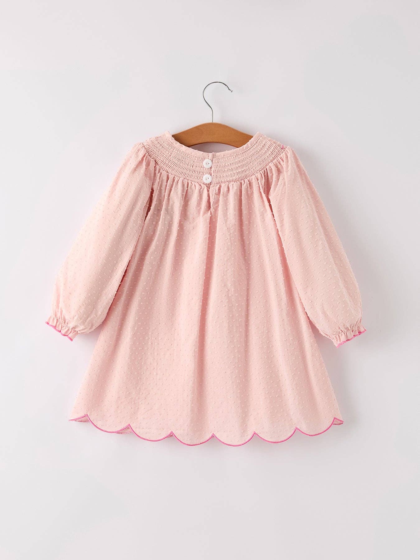 Blush Ghost Scalloped Smock Dress