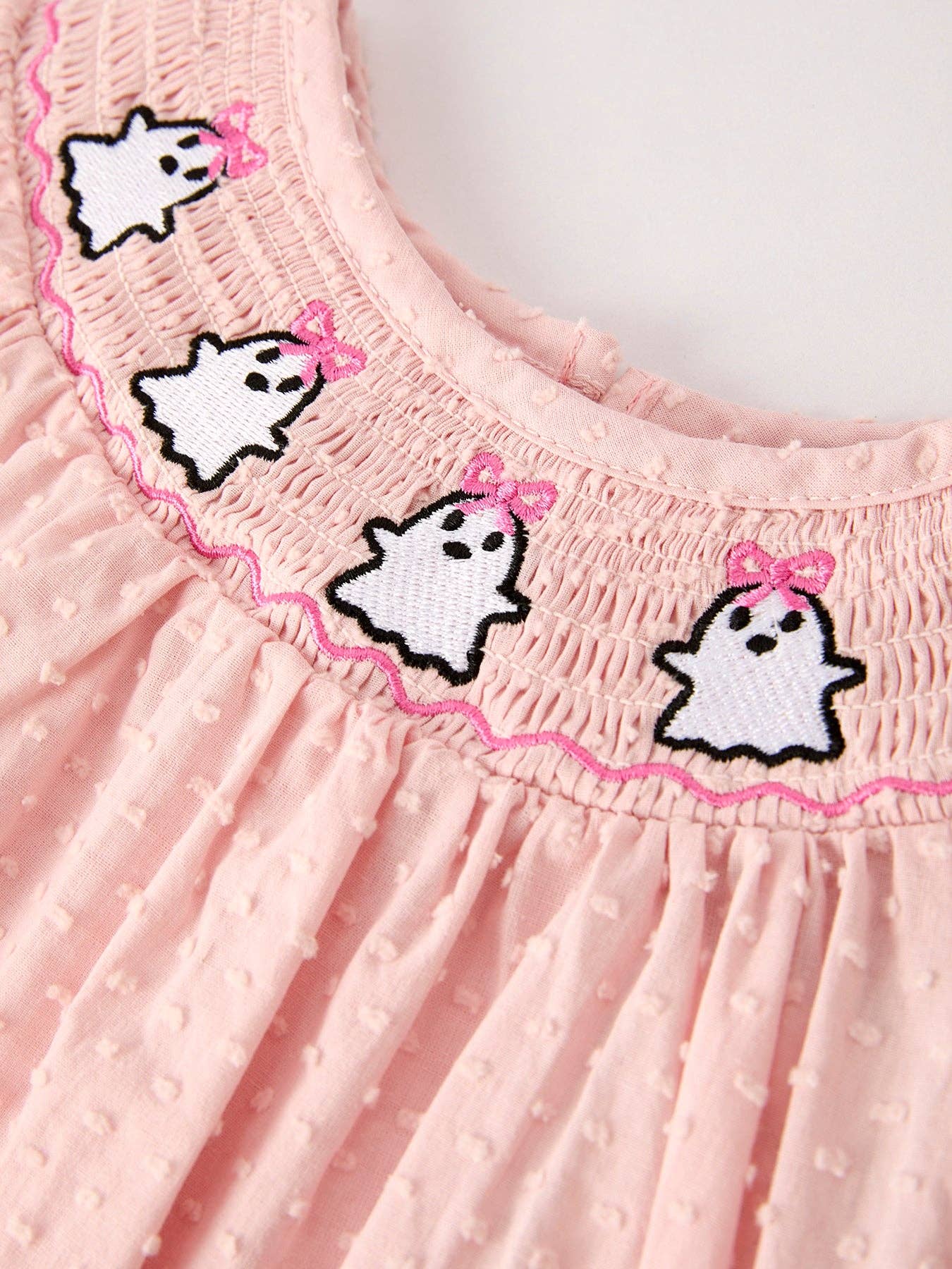 Blush Ghost Scalloped Smock Dress